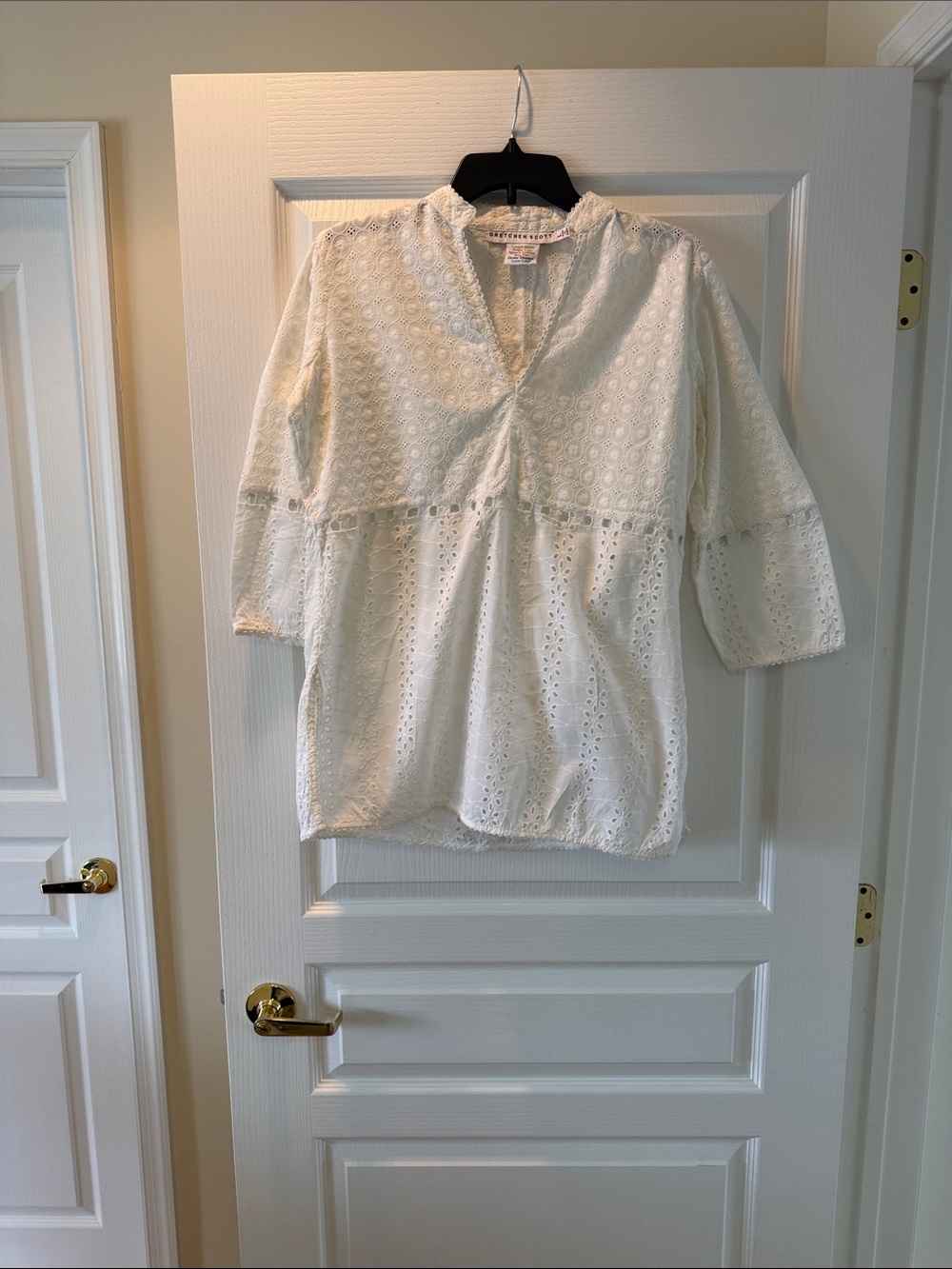 Gretchen Scott Designs Cream Eyelet V-Neck coverup